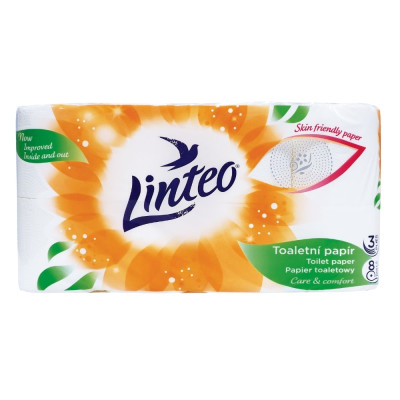 Toaletný papier LINTEO - 3vrstvový - biely - 8 roliek